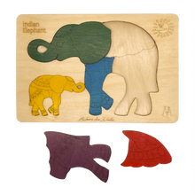 Ekoplay Mother and Baby Indian Elephant Wooden Puzzle-5 Pieces, Fun Learning Game, Educational Toys for Boys, Girls, Kids, Toddlers(Multicolor, 3+ Age Group)
