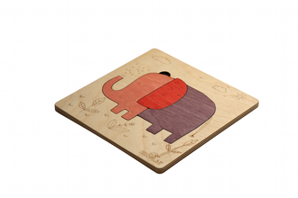 Ekoplay 3 Piece Playful Elephant Wooden Puzzle for Kids, Jigsaw Puzzle for Pre-School Kids, Learning Educational Toys Gifts for Boys & Girls