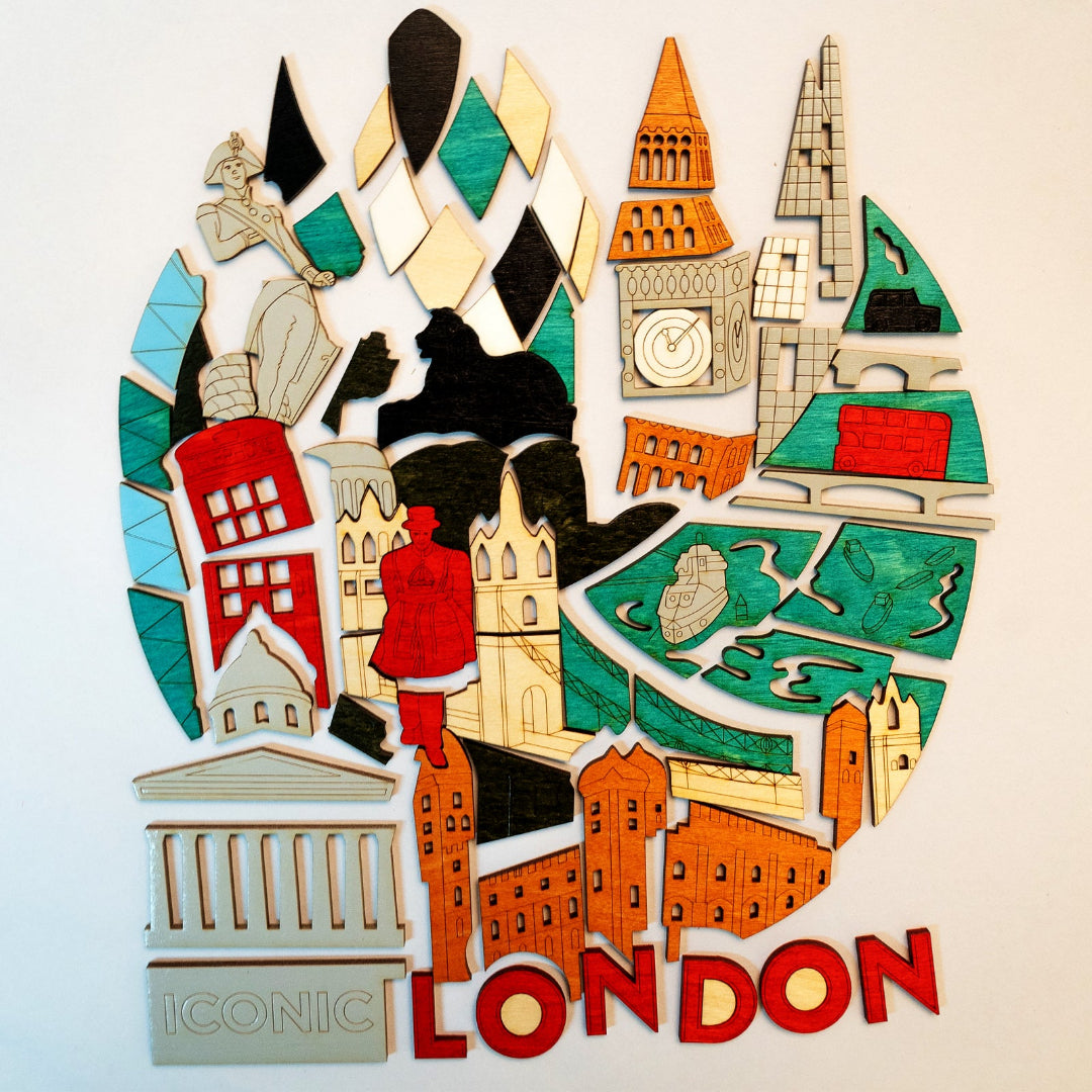 Ekoplay Iconic London Wooden Puzzle - 76 Pieces, Fun Learning Game, Educational Toys for Boys, Girls, Kids, Toddlers (Multicolor, 5+ Age Group)