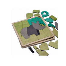 Tuff Rhinoceros Wooden Puzzle | 16 Pieces Jigsaw Puzzle | Endangered Animals for Kids 3 Years and Above