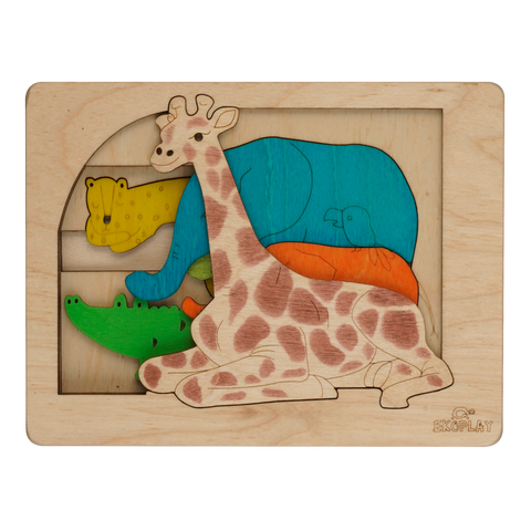 Jungle Animals Multilayered Wooden Puzzles For Kids - 3+ Years
