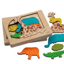 Jungle Animals Multilayered Wooden Puzzles For Kids - 3+ Years