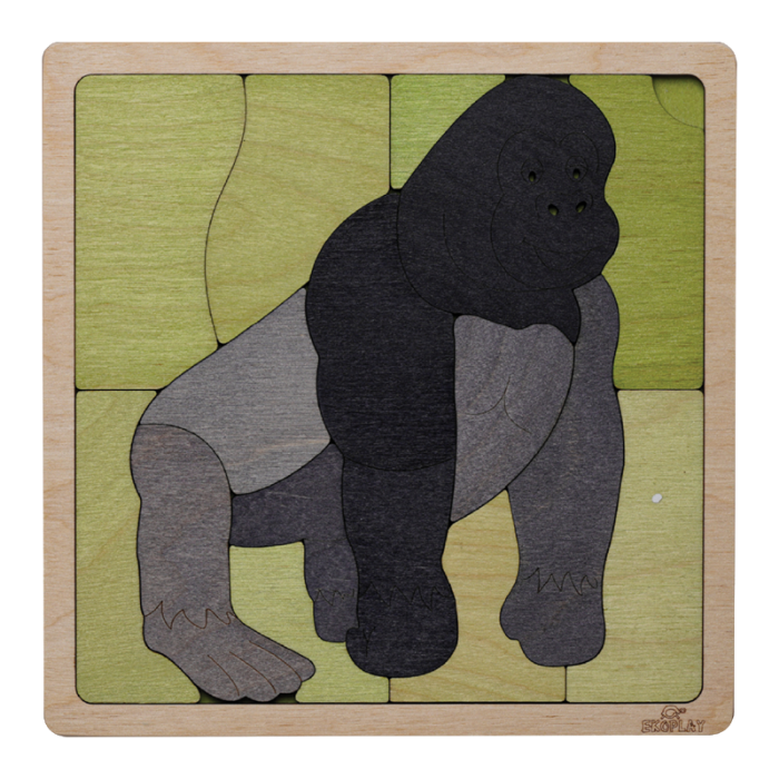 Mountain Gorilla Learning Puzzle. Awareness Skill Toy for Kids.