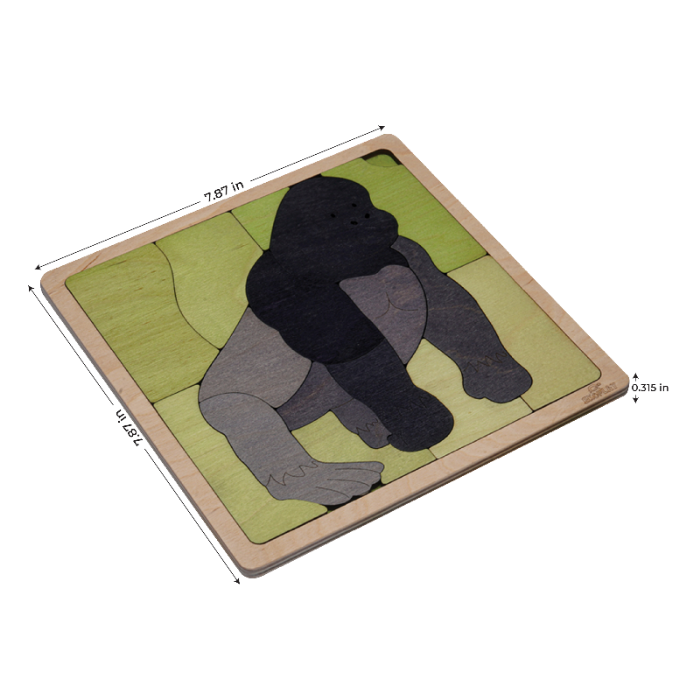 Mountain Gorilla Learning Puzzle. Awareness Skill Toy for Kids.