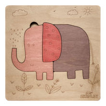 Ekoplay 3 Piece Playful Elephant Wooden Puzzle for Kids, Jigsaw Puzzle for Pre-School Kids, Learning Educational Toys Gifts for Boys & Girls