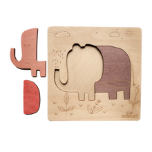 Ekoplay 3 Piece Playful Elephant Wooden Puzzle for Kids, Jigsaw Puzzle for Pre-School Kids, Learning Educational Toys Gifts for Boys & Girls