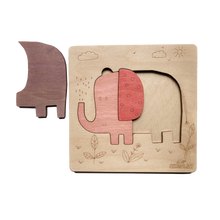 Ekoplay 3 Piece Playful Elephant Wooden Puzzle for Kids, Jigsaw Puzzle for Pre-School Kids, Learning Educational Toys Gifts for Boys & Girls