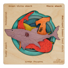 Endangered Sharks | Multilayered Wooden Puzzle for Kids - Ages 3 Years and Above