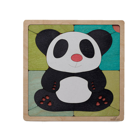 Pink Nosed Panda Wooden Puzzle | 19 Pieces Jigsaw Puzzle | Endangered Animals for Kids 3 Years and Above