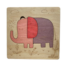 Ekoplay 3 Piece Playful Elephant Wooden Puzzle for Kids, Jigsaw Puzzle for Pre-School Kids, Learning Educational Toys Gifts for Boys & Girls