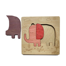 Ekoplay 3 Piece Playful Elephant Wooden Puzzle for Kids, Jigsaw Puzzle for Pre-School Kids, Learning Educational Toys Gifts for Boys & Girls