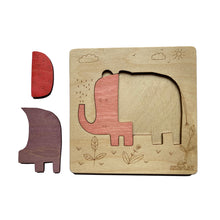 Ekoplay 3 Piece Playful Elephant Wooden Puzzle for Kids, Jigsaw Puzzle for Pre-School Kids, Learning Educational Toys Gifts for Boys & Girls