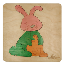 EKOPLAY Wooden Puzzles for Kids, 4 Piece Jigsaw Puzzle for Pre-School Kids, Learning Educational Toys Gifts for Boys Girls. Animal Puzzles Sets, Pets Happy Rabbit. Age 3+ Years.
