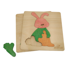 EKOPLAY Wooden Puzzles for Kids, 4 Piece Jigsaw Puzzle for Pre-School Kids, Learning Educational Toys Gifts for Boys Girls. Animal Puzzles Sets, Pets Happy Rabbit. Age 3+ Years.