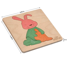 EKOPLAY Wooden Puzzles for Kids, 4 Piece Jigsaw Puzzle for Pre-School Kids, Learning Educational Toys Gifts for Boys Girls. Animal Puzzles Sets, Pets Happy Rabbit. Age 3+ Years.