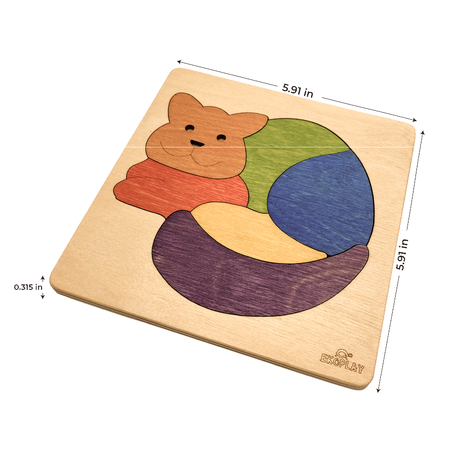 Ekoplay Cat Wooden Puzzle - 6 Pieces, Fun Learning Game, Educational Toys for Boys, Girls, Pre-School Kids, Toddlers (Multicolor, 3+ Age Group)