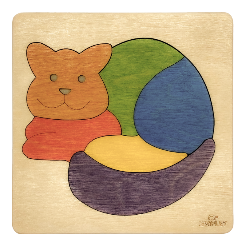 Ekoplay Cat Wooden Puzzle - 6 Pieces, Fun Learning Game, Educational Toys for Boys, Girls, Pre-School Kids, Toddlers (Multicolor, 3+ Age Group)
