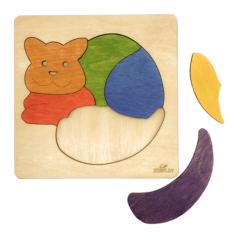 Ekoplay Cat Wooden Puzzle - 6 Pieces, Fun Learning Game, Educational Toys for Boys, Girls, Pre-School Kids, Toddlers (Multicolor, 3+ Age Group)