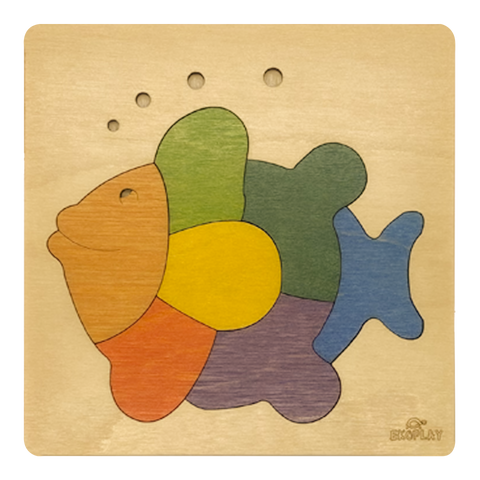 EKOPLAY’s Wooden Puzzles for Kids, 7 Piece Jigsaw Puzzle for Pre-School Kids, Learning Educational Toys Gifts for Boys Girls. Animal Puzzles Sets, Rainbow Fish. Age 3+ Years.