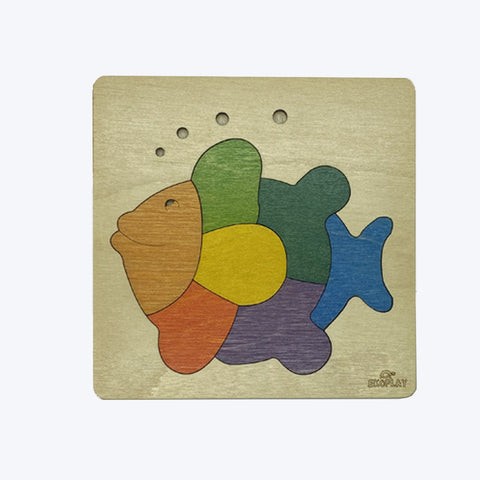 EKOPLAY’s Wooden Puzzles for Kids, 7 Piece Jigsaw Puzzle for Pre-School Kids, Learning Educational Toys Gifts for Boys Girls. Animal Puzzles Sets, Rainbow Fish. Age 3+ Years.