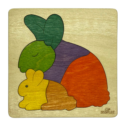 Ekoplay Rabbit Wooden Puzzle - 6 Pieces, Fun Learning Game, Educational Toys for Boys, Girls, Pre-School Kids, Toddlers (Multicolor, 3+ Age Group)