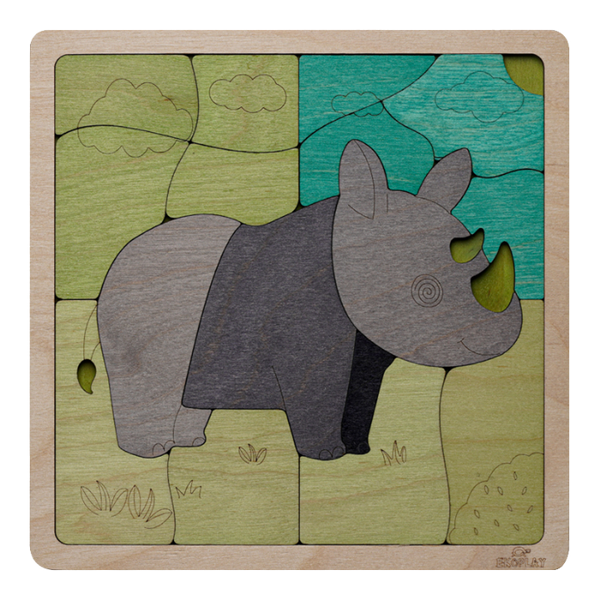 Tuff Rhinoceros Wooden Puzzle - 3 Years and Above