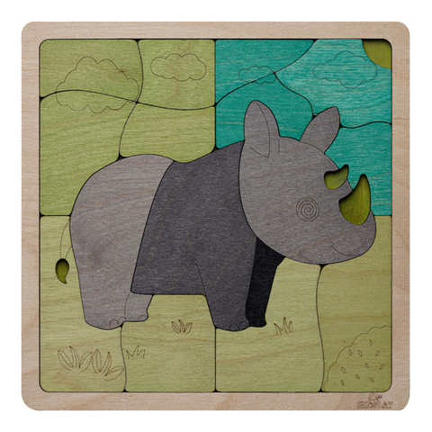 Tuff Rhinoceros Wooden Puzzle - 3 Years and Above