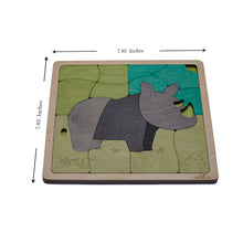 Tuff Rhinoceros Wooden Puzzle | 16 Pieces Jigsaw Puzzle | Endangered Animals for Kids 3 Years and Above