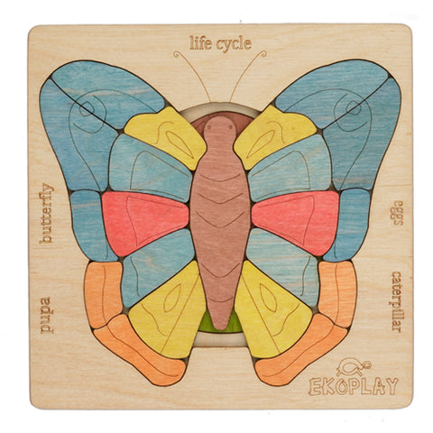 Life Cycle of A Butterfly | 31 Piece Wooden Multilayered Jigsaw Puzzles for Kids | Educational Toy and Gift for Boys & Girls 3 Years and Above