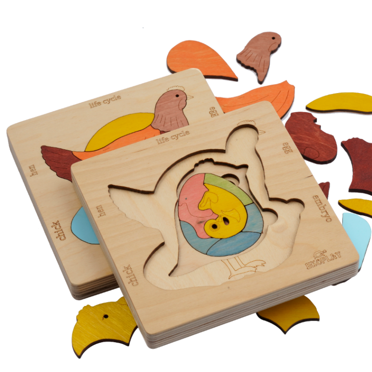 Life Cycle of A Chicken | Wooden Multilayered Jigsaw Puzzles for Kids - 3 years and Above