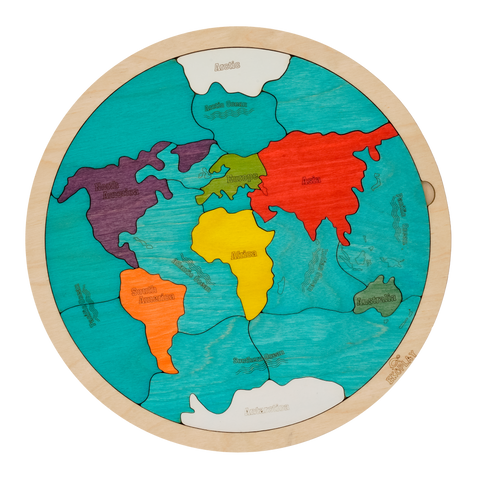 7 Continents & 5 Oceans of The Earth Wooden Jigsaw Puzzle for Kids - Ages 3 Years and Above