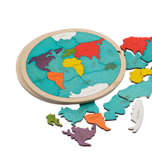 7 Continents & 5 Oceans of The Earth Wooden Jigsaw Puzzle for Kids - Ages 3 Years and Above